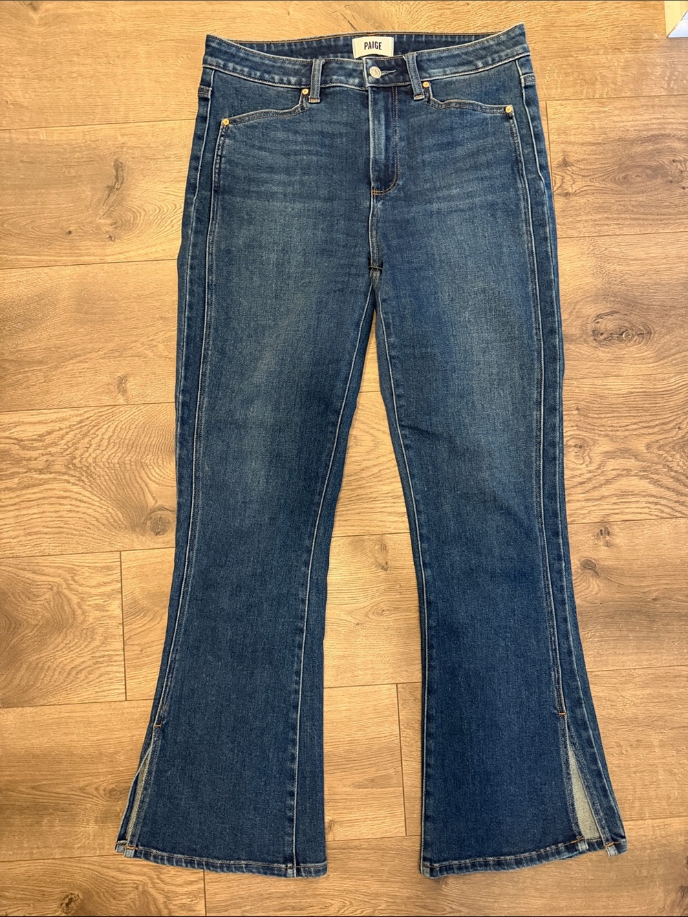 PAIGE Indigo Split-Hem Wide-Leg Jeans